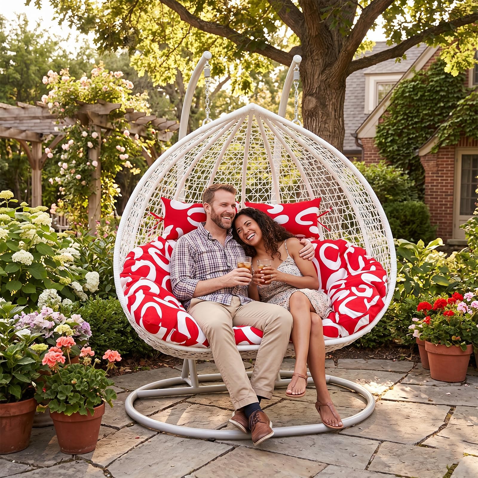 Extérieur Coussin Bain Soleil Coussin Balancelle pour Piscine, Plage, Patio, Jardin Red E,One Size