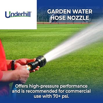 Underhill Garden Water Hose Nozzle Sprayer Jet Attachment, Heavy-Duty Metal and Rubber, Adjustable, Magnum UltraMax Premium Plus Series 1 High Flow Full Throttle, NG500-SFH-10