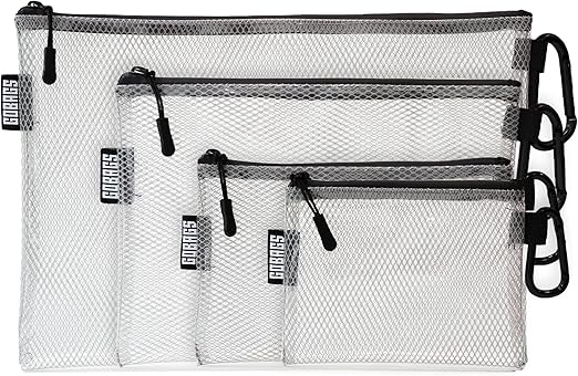 Air Production Zipper Bags - Muti-sized Electronics & Camera Accessories Bag - Cable organizer, Gear Accessory Pouch, Travel Camera Essentials, (Clear, 4 pack)