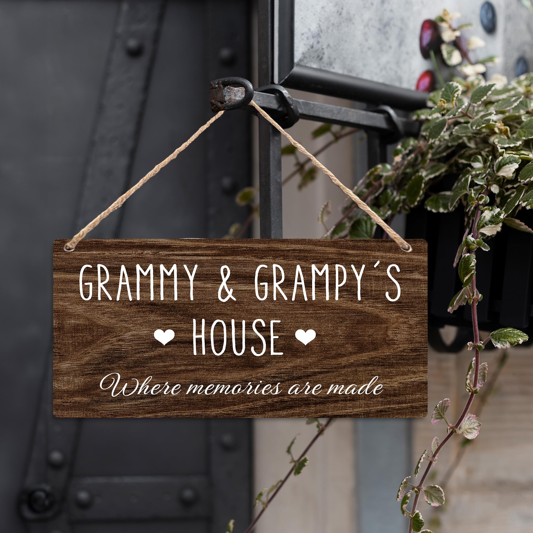 Grammy and Grampy's House Hanging Wooden Signs, Grandma Grandpa Gifts, Grandparents House Decor, Rustic Where Memories Are Made House Hanging Plaque 12x6