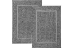 Cotton Banded Bath Mats 2-Pack, 22x34 Inches (Grey)