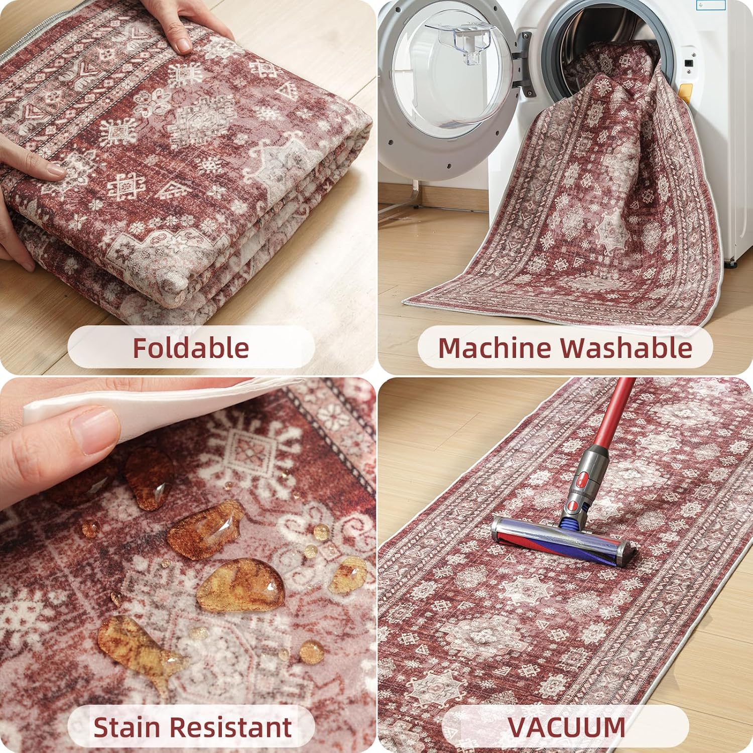 2x3 Boho Doormat Washable Indoor Rug, Entryway Mat Vintage, Non Slip Farmhouse Welcome Mat for Indoor Entrance