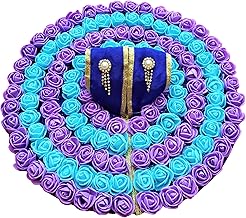 NandAnand Ladoo Gopal Designer Flower Krishna Poshak | God Kanha Dress | Laddu Gopal Dev Vastra (Blue and Purple)
