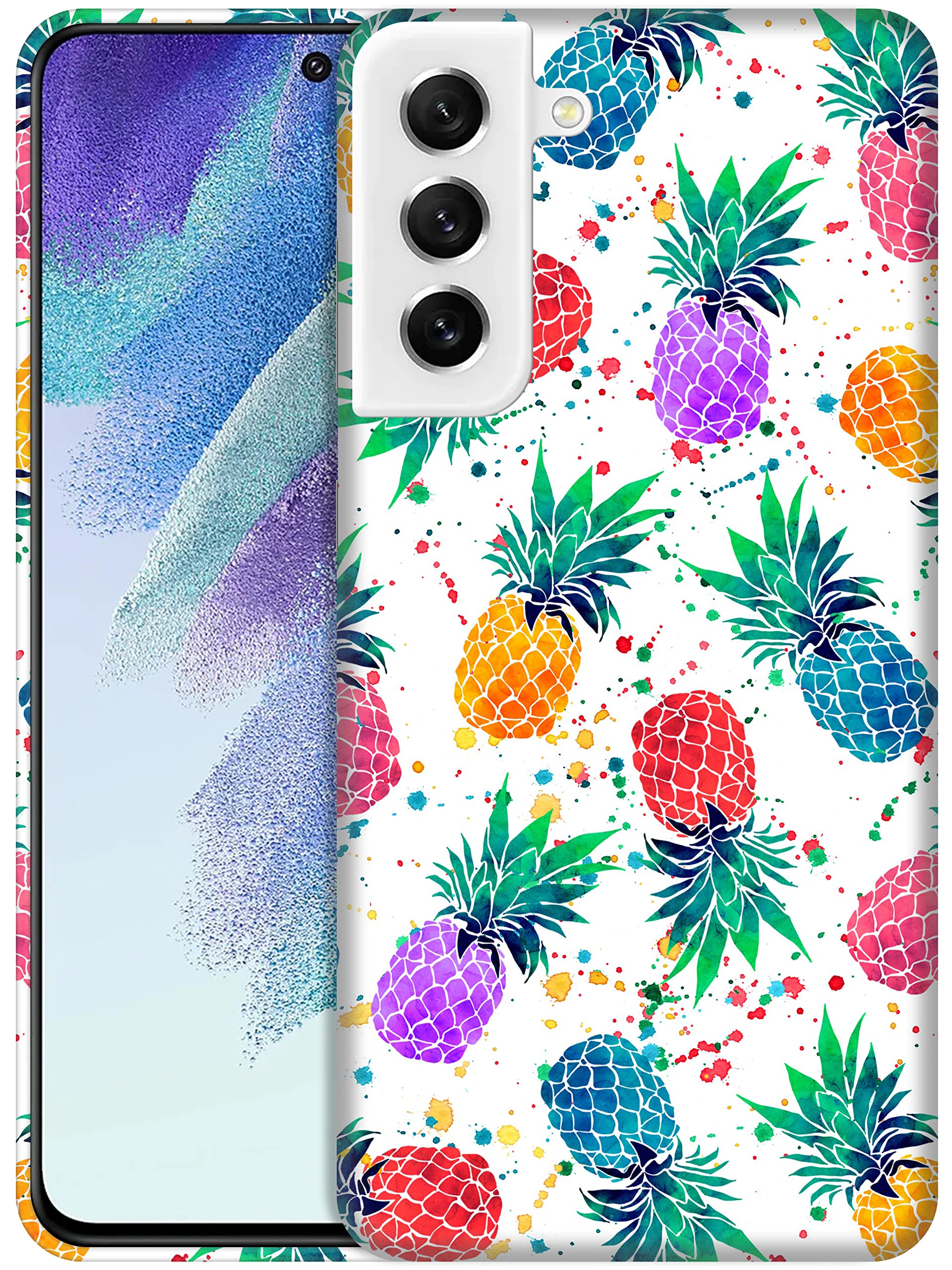GlistenSamsung Galaxy S21 FE 5G Case, Samsng S21 FE Case - Pineapple Watercolored Design Printed Slim Plastic Hard Snap on Protective Back Phone Case/Cover for Samsung S21 FE 5G. [6.4"]