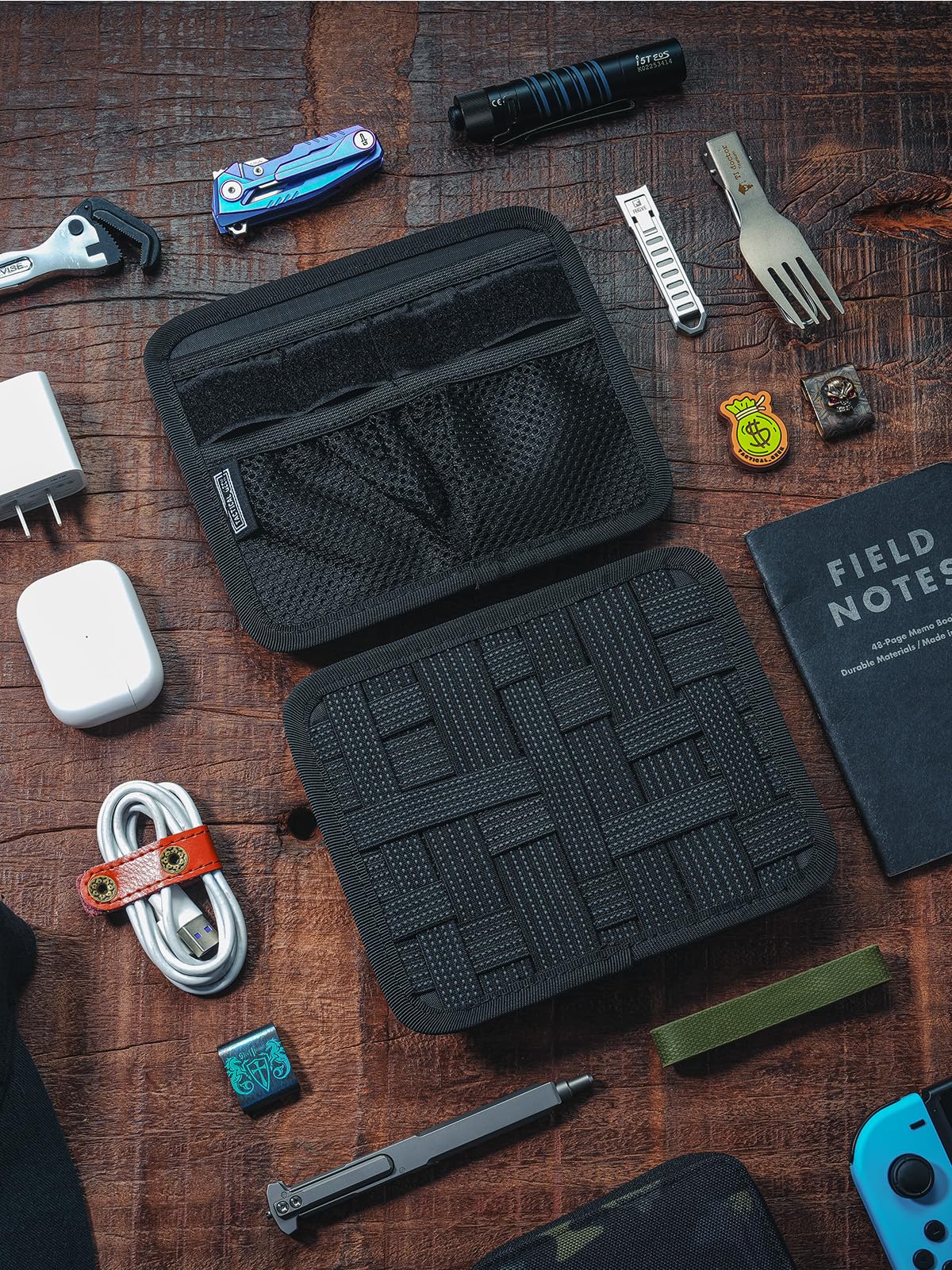 TACTICAL_GEEK TCM8 - Tablero organizador EDC, tablero tejido elástico antideslizante, panel de inserción de bolsa de utilidad para equipo pequeño, accesorios de mochila con bolsillo abierto y bolsillo
