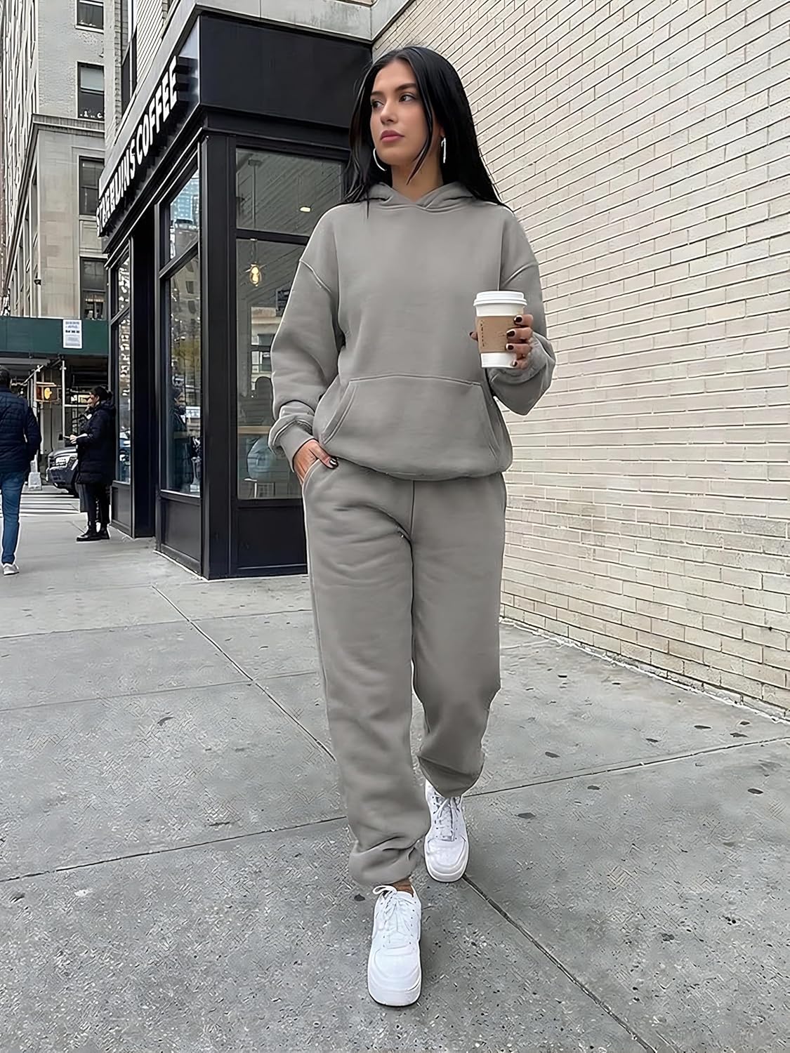 KANSOON Sweatsuits for Women Set 2 Piece Outfits Long Sleeve Hoodie Oversized Sweatshirt Jogger Pants Casual Tracksuit Sets - Image 2