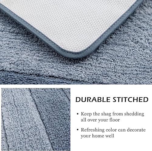 Miniatura 2 de KMSON Juego de 2 alfombrillas de baño con contorno en forma de U, antideslizantes, ultrasuaves y absorbentes de agua, lavable a máquina, de secado