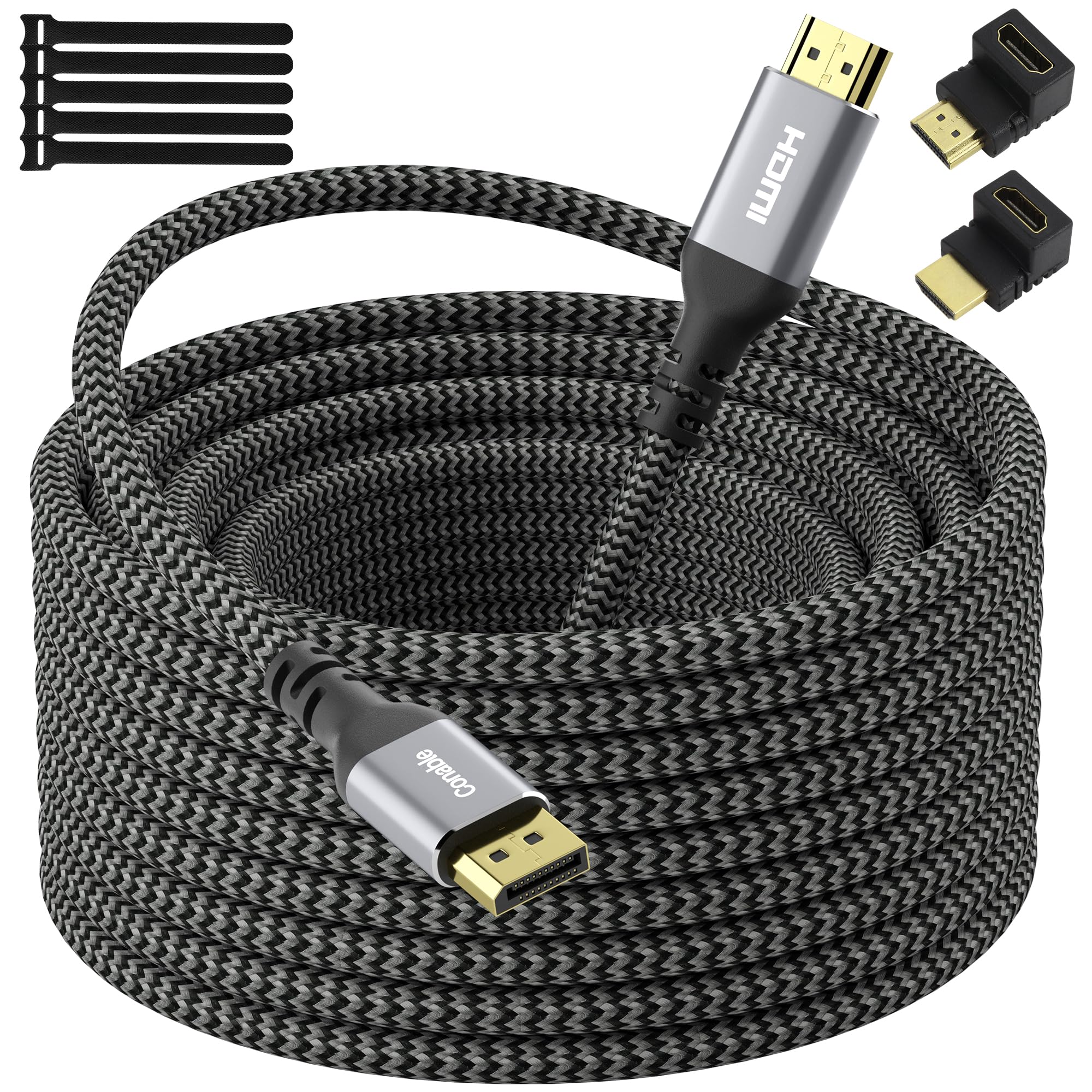 4K DisplayPort to HDMI Cable - 20FT, High Speed Active, Supports 4K@60Hz, 2K@120Hz, 1080P for HDTV, Monitor, Projector