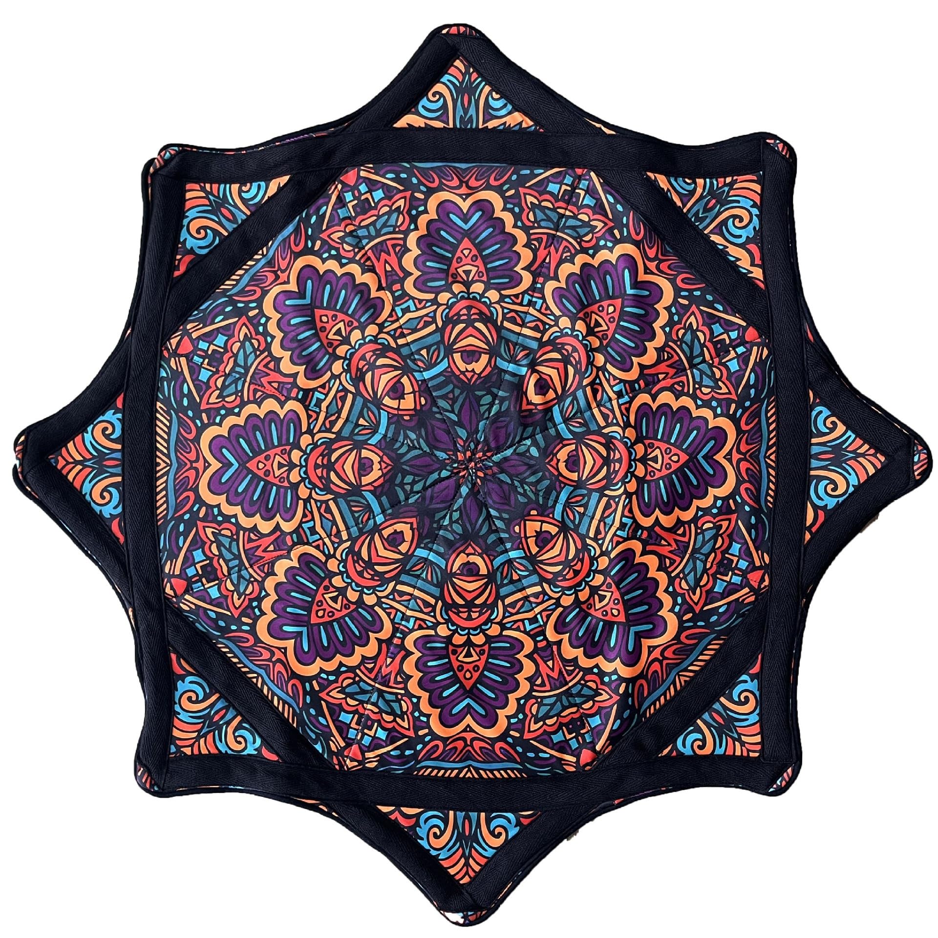 Tessuto da Spinning da 24 Pollici: Giocattolo da Circo Facile da Far roteare con Le Dita con Motivi Vivaci con Stampa su Un Lato, Motivo Cachemire Stile Stella a Flusso, Ultraleggero e Portatile(D)