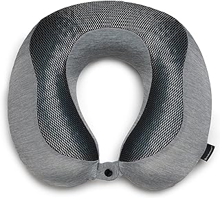 Cool Touch Memory Foam Head and Neck Travel Pillow for Vacations, Airplanes, Trains, Buses, and Cars, Dark Grey