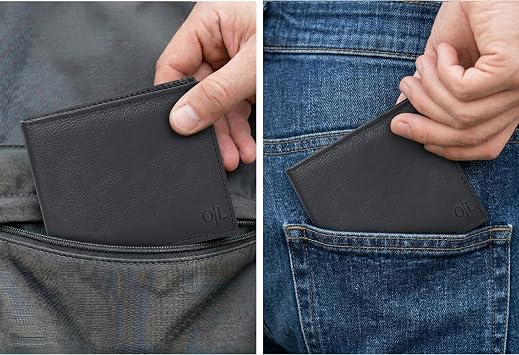 Oak Leathers Slim Leather Wallet for Men - RFID Wallets 6 Credit Card Holder Ultra Thin Gift for Mens, Front Pocket Minimalist Design (Nappa Black)