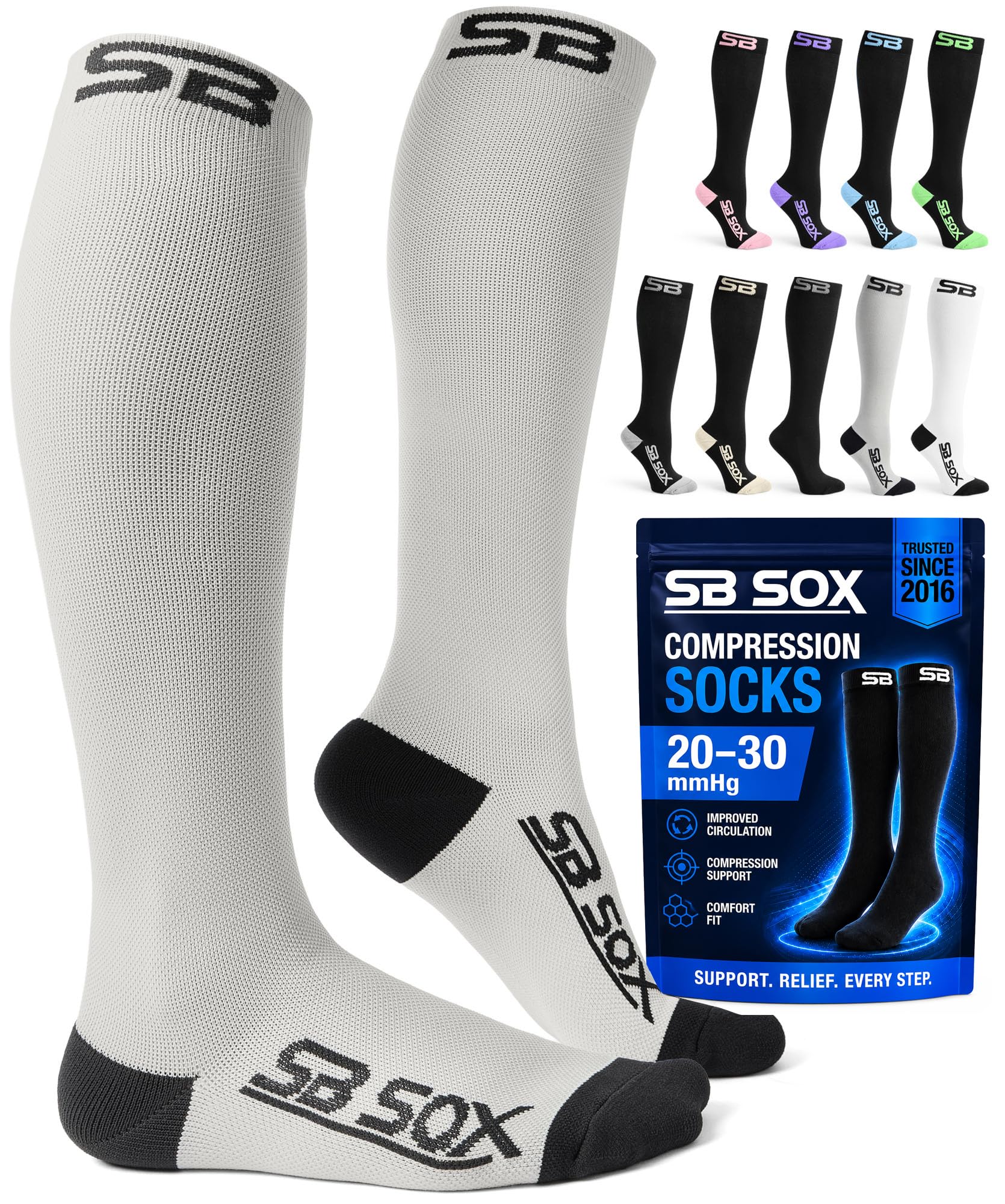 SB SOX Compression Socks for Men &amp; Women (20-30mmHg)