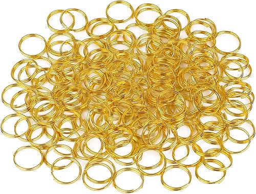 100 anillos divididos chapados en oro de 0.394 pulgadas (0.394 in) con borde redondo liso, anillos dobles para saltar para manualidades, hacer