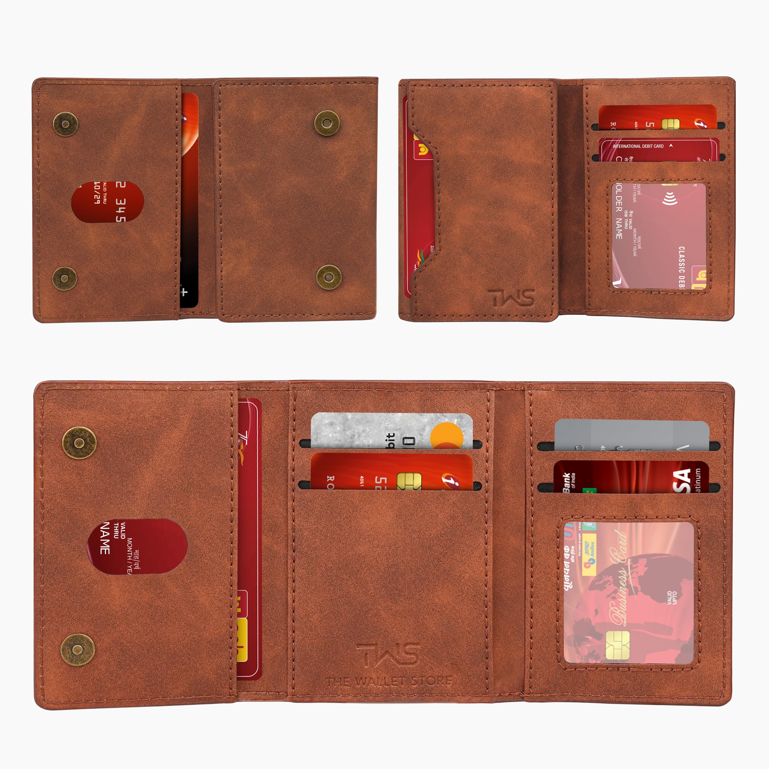 The Wallet Store Magna Suede Vegan Leather Cardholder (Tan)