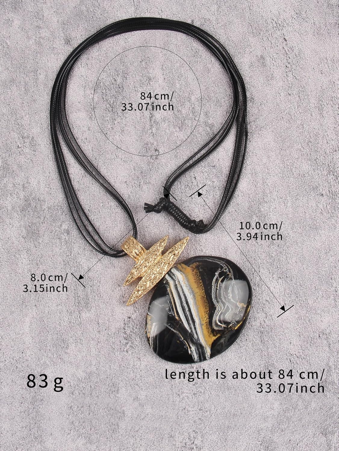 GelConnie Long Necklaces for Women Boho Large Pendant Necklace Casual Bohemian Brown Leather Choker Sweater Circle Statement Stone Necklace - Image 7