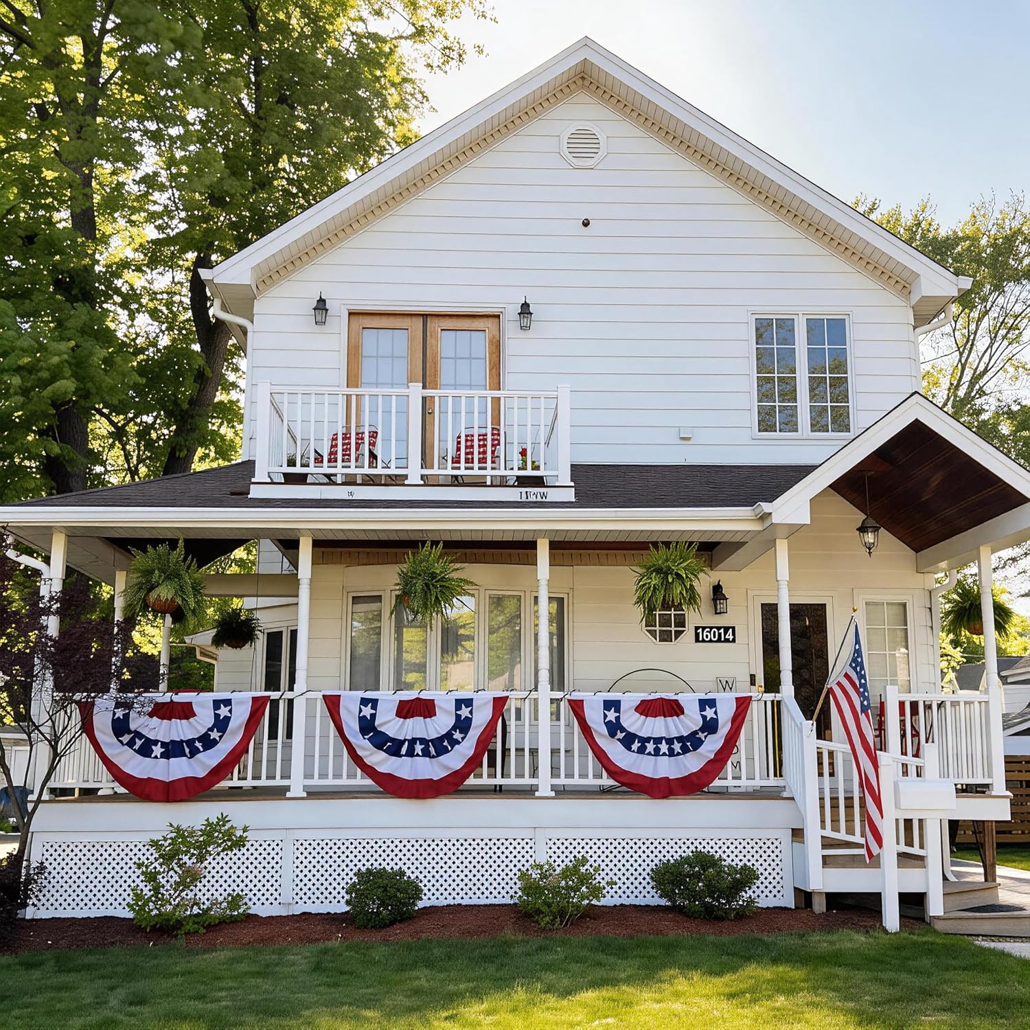 TOPFLAGS 4 Packs Bunting Flags Outdoor 3x6 Ft Heavy Duty Outdoor Patriotic Bunting US 4th of July and Memorial Day Decorations 250th Anniversary American Flag Bunting