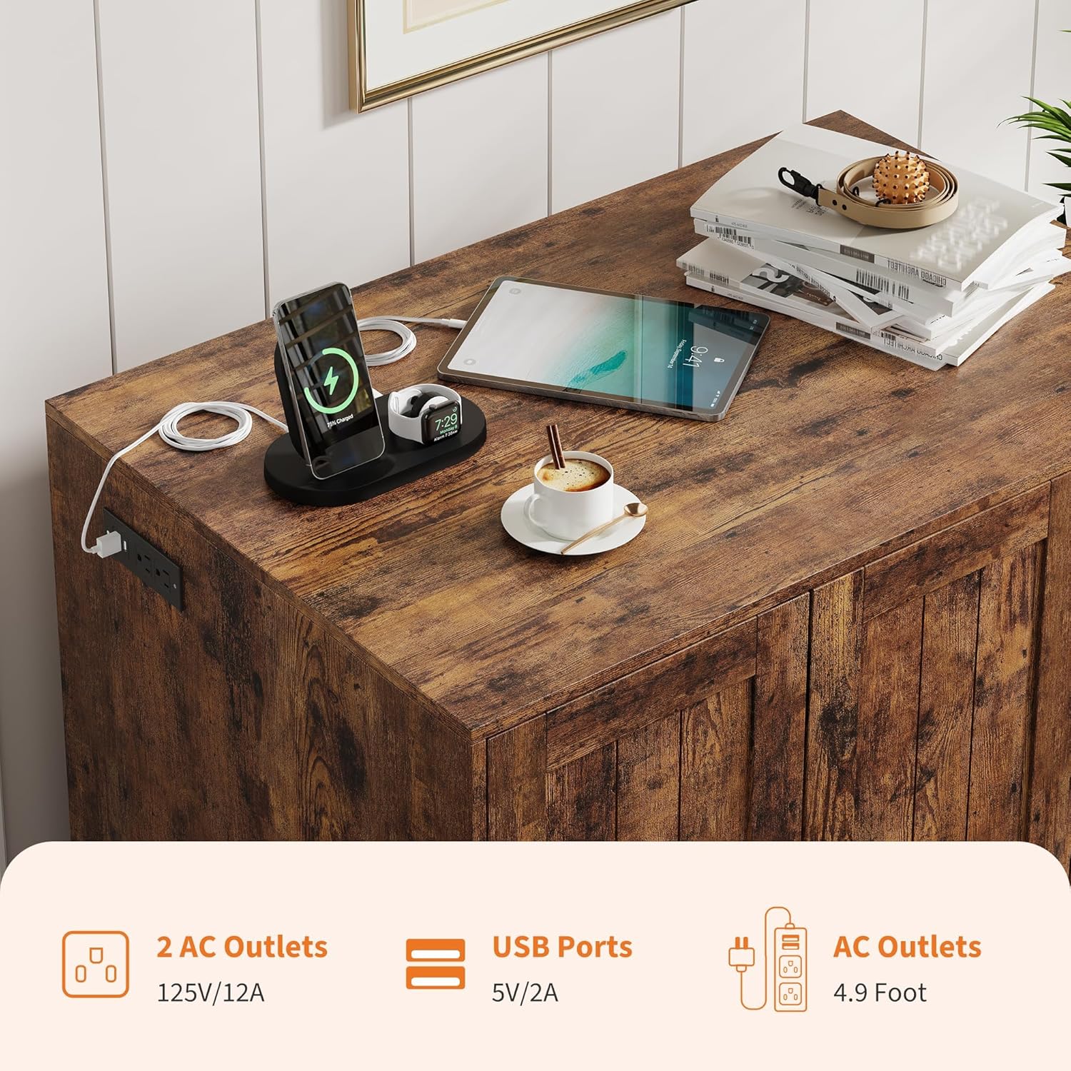 39.4" Cat Litter Box Enclosure Furniture, Hidden Litter Box Cabinet with Dog-Proof Shelf & Power Outlet, Modern Indoor Cat Litter Cabinet, Side End Table for Living Room, Brown