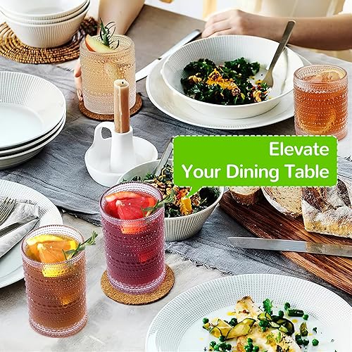 Miniatura 6 de Juego de vasos de agua vintage Hobnail de 12 a 14 onzas y vasos de cóctel de 11 onzas, vasos estéticos de bar de cocina, juegos de regalo para