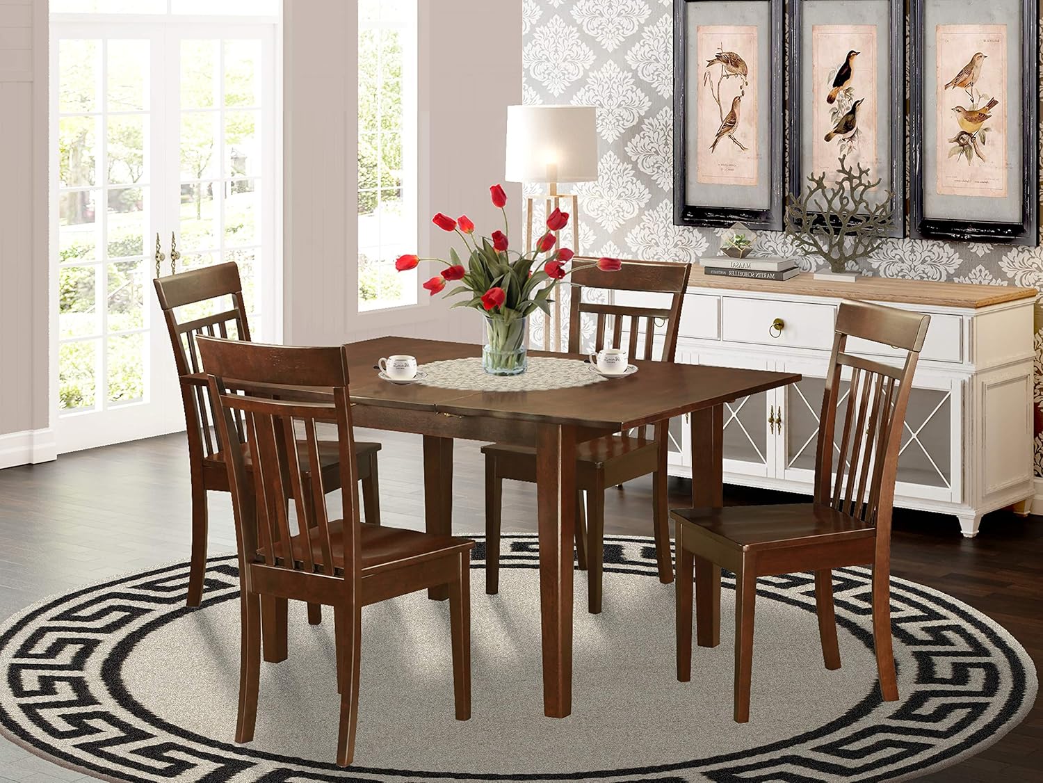 East West Furniture PSCA5MAHW 5 Piece Set for 4 Includes a Rectangle