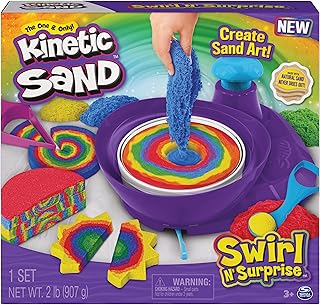 Kinetic Sand, Swirl N’ Surprise Playset with 907g of Play Sand, Includin...