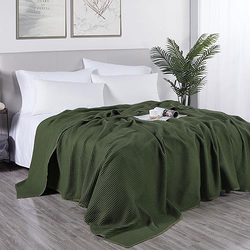 Miniatura 9 de DOZ - Manta de cama de algodón orgánico de bambú de alta calidad para sofá y sofá, alta GSM, ligera y ultrasuave, transpirable, manta de verano para