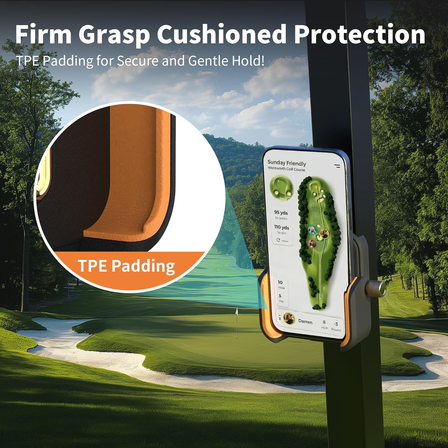 【2026 Upgraded】Full Metal Magnetic Golf Cart Phone Holder – Premium Golf Gift for Men, Compatible with EZGO, Club Car, Yamaha | Strong N52 Magnets | 360° Rotation | Works with iPhone, Samsung& More