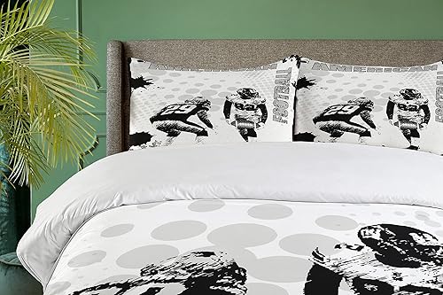 Miniatura 3 de Ambesonne Juego de funda de edredón deportiva, imagen de fútbol americano Grungy International Team World Cup Kick Play Speed Victory, juego de cama