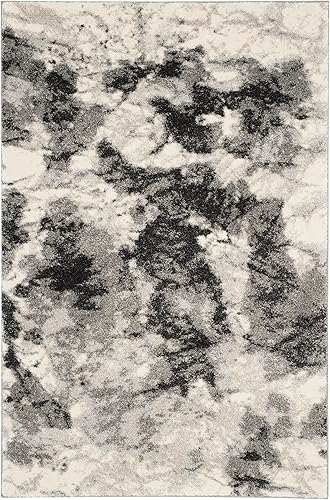 SAFAVIEH Retro Collection - Alfombra decorativa de 4 x 6 pies, color crema y gris, diseño abstracto moderno, no desprende pelusa y de fácil cuidado,