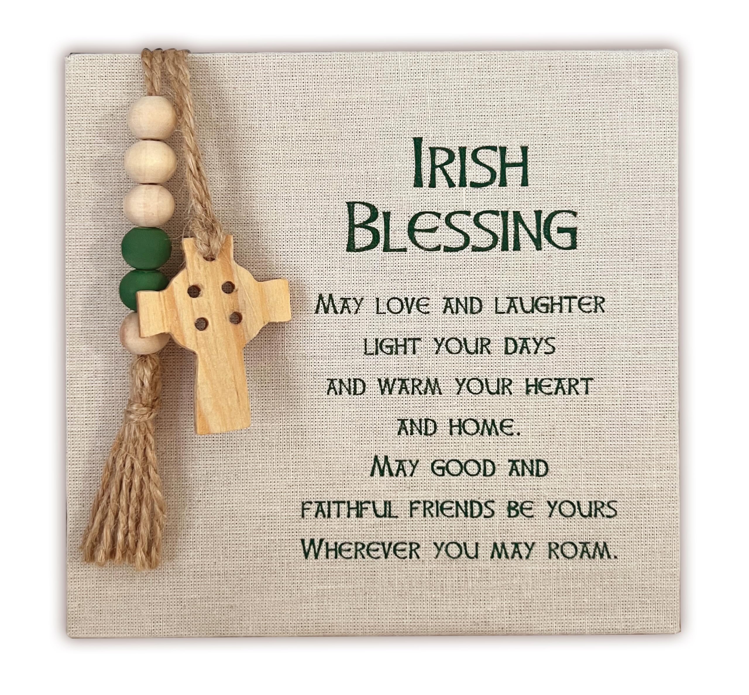 Abbey + CA Gift Irish Blessing Burlap Plaque, Irish Home Decor for Men and Women, Can Hang or Stand, 6 Inches Square
