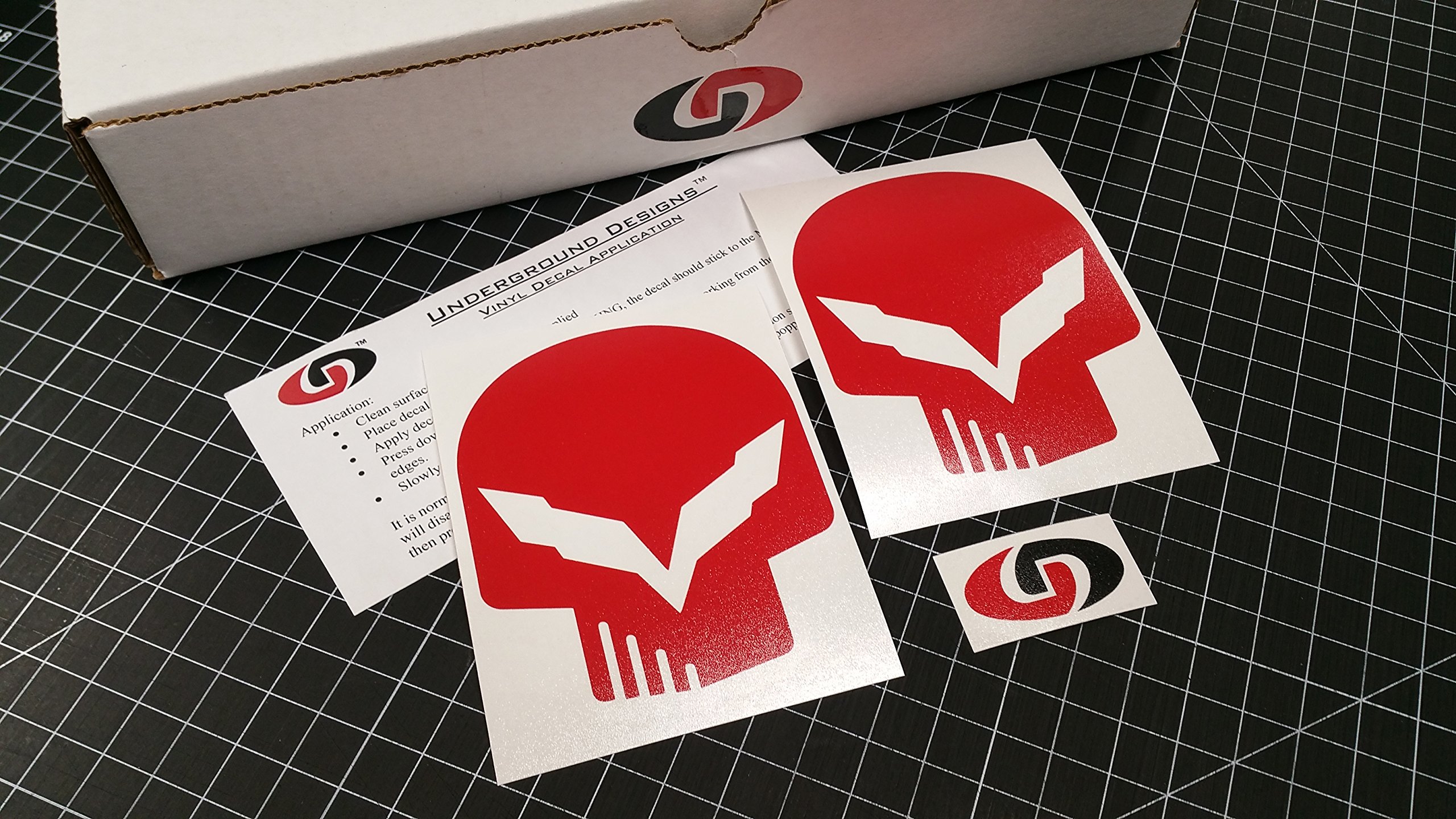 C7 Skull Decals (2pk) Corvette Racing Stickers 2014-19 Stingray 6.2L LT1 LT4 LTX Select Color: