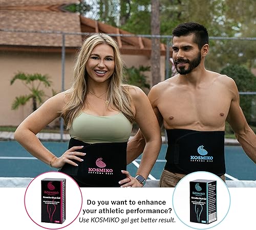 Miniatura 4 de KOSMIKO Faja reductora de cintura, moldeador de sudor para mujeres y hombres con gel potenciador de entrenamiento, moldeador de cintura para