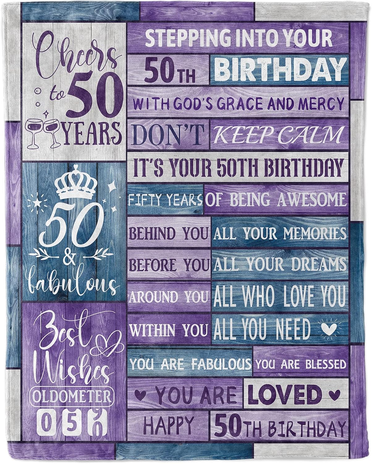 Blumuze 50th Birthday Gifts for Women, Personalised Fleece Blanket 50