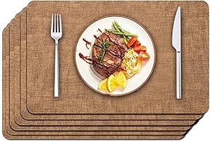 Maxpearl Faux Leather Placemats Set of 6: Premium Outdoor and Indoor Placemats...