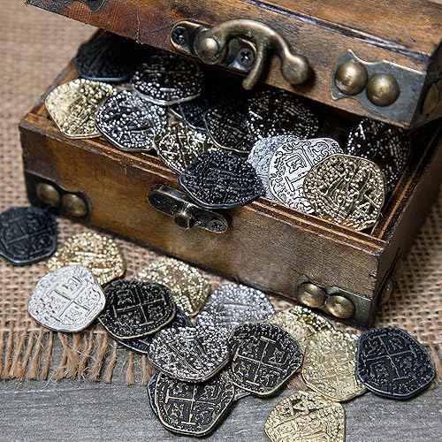 Miniatura 5 de Monedas del tesoro del pirata 30 réplicas de doblones de oro y plata exclusivo de Beverly Oaks LLC
