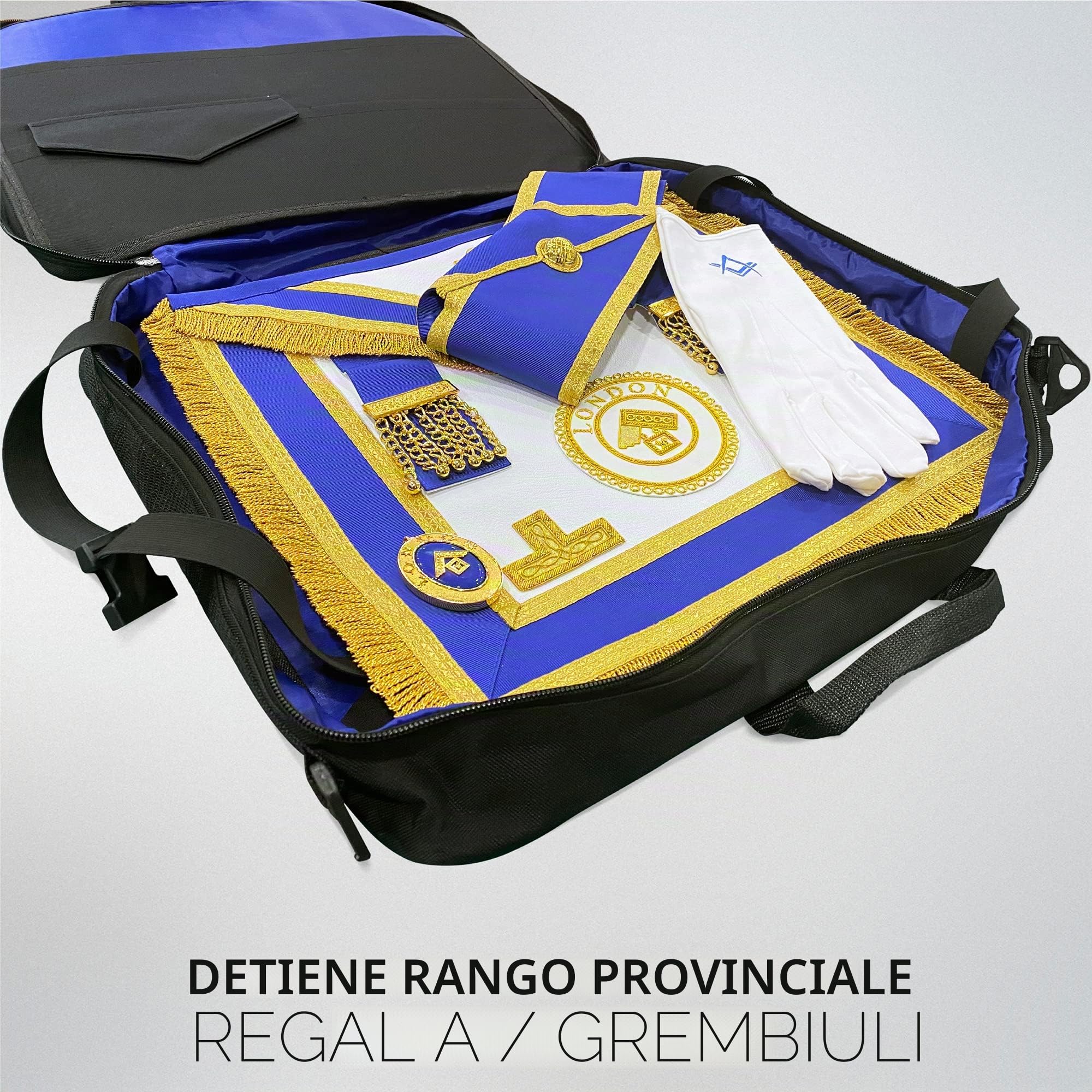 THE MASONIC COLLECTION Borsa a mano e a tracolla con grembiule di grado provinciale - Cerniera bifacciale - Regalo massonico per uomo