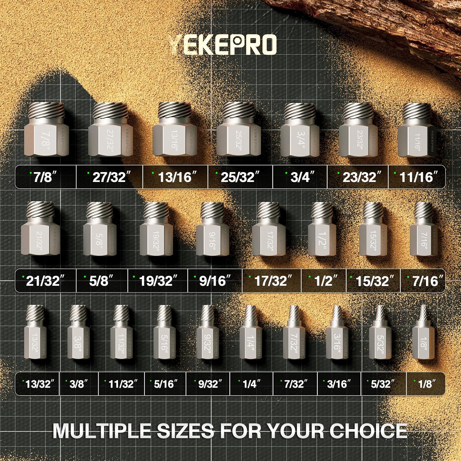 25Pcs Screw Extractor Set, Hex Head Multi-Spline Easy Out Bolt Extractor Set for Rounded Bolts, Screws, Studs, Chrome Molybdenum Alloy Steel Bolt Remover