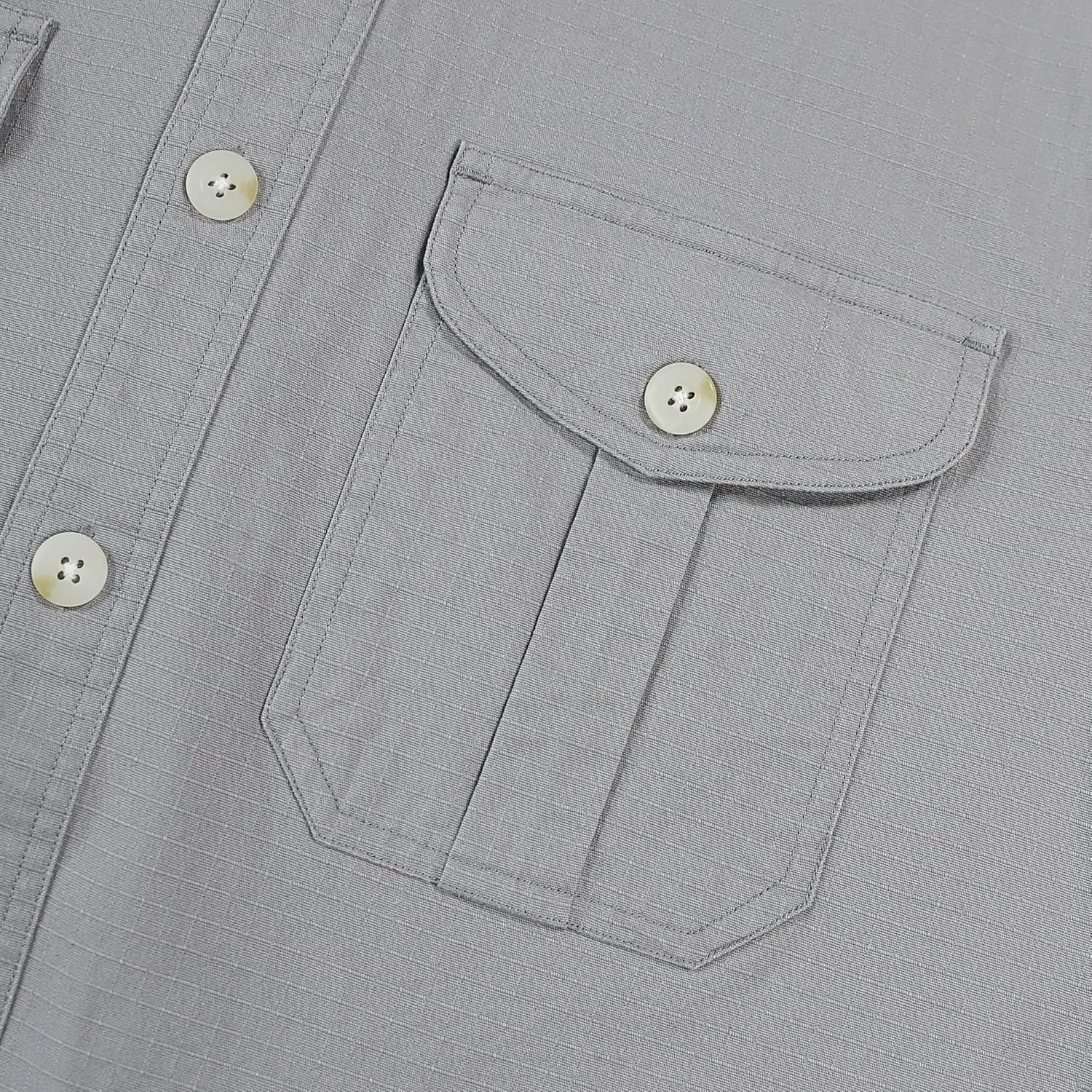 Dubinik® Mens Button Up Shirts Long Sleeve Casual Button Down Shirt Men Vintage 2 Pocket Sturdy Stretch - Image 3