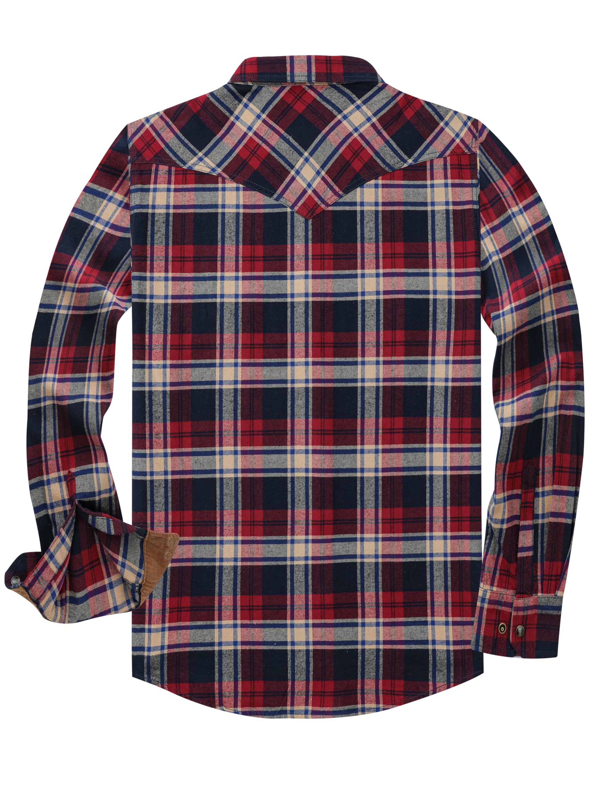 Chemise Flanelle Homme à Manches Longues, Style bûcheron à Carreaux, Boutons Pression, en Coton avec Poche, Coupe régulière décontractée