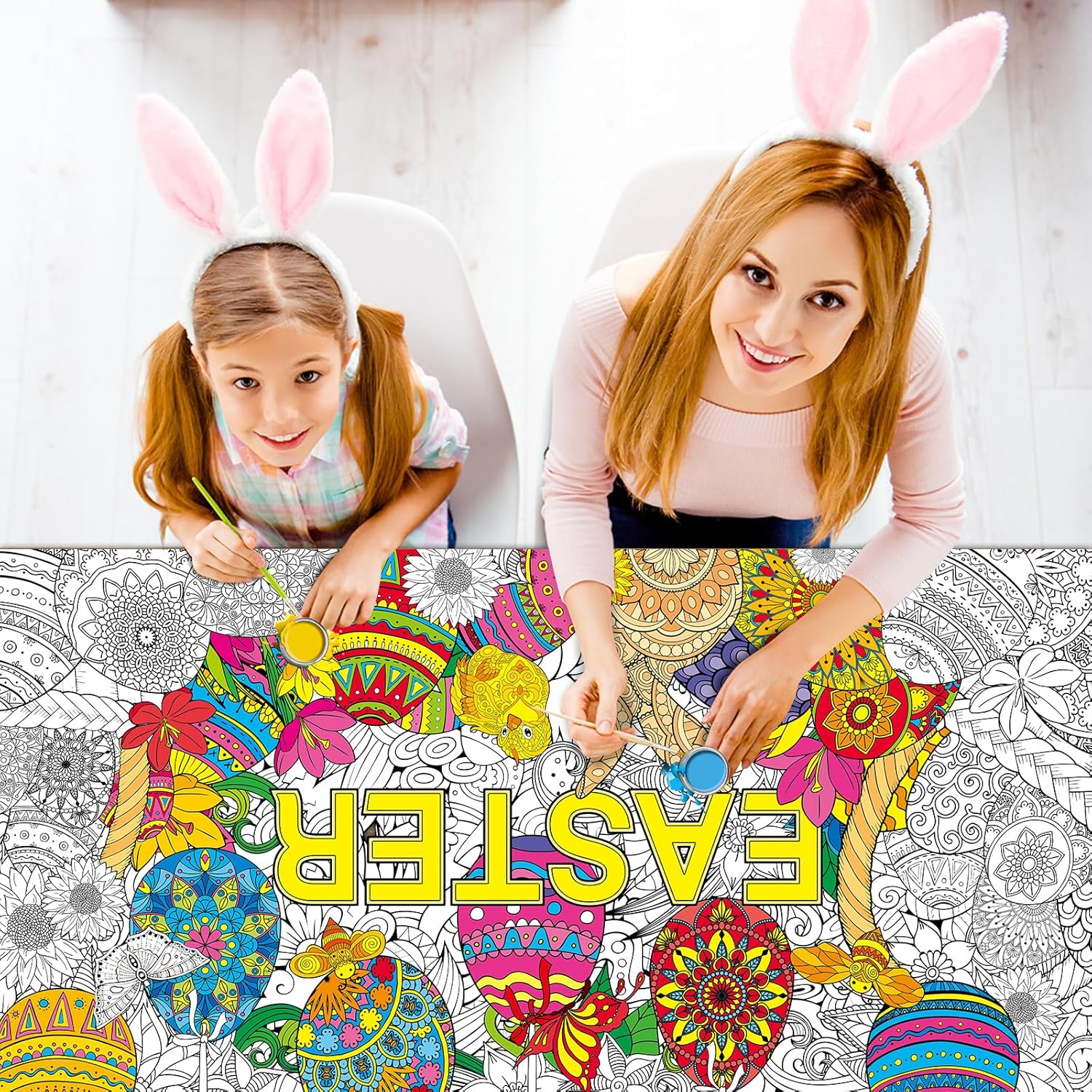 Naozinebi Giant Mandala Coloring Posters Large Motivational Coloring Posters Easter Egg Jumbo Coloring Tablecloth Big Coloring DIY Drawing for Kids Adults Art Craft Home Classroom Party