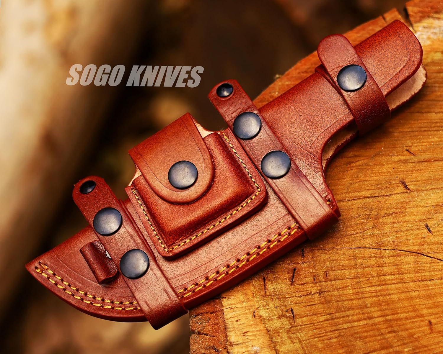 Horizontal Leather Sheath, Tooled Leather Sheath, Leather Tracker Knife Sheath for Belt, Beautiful Knife Leather Cover 100% Real Leather (Brown)