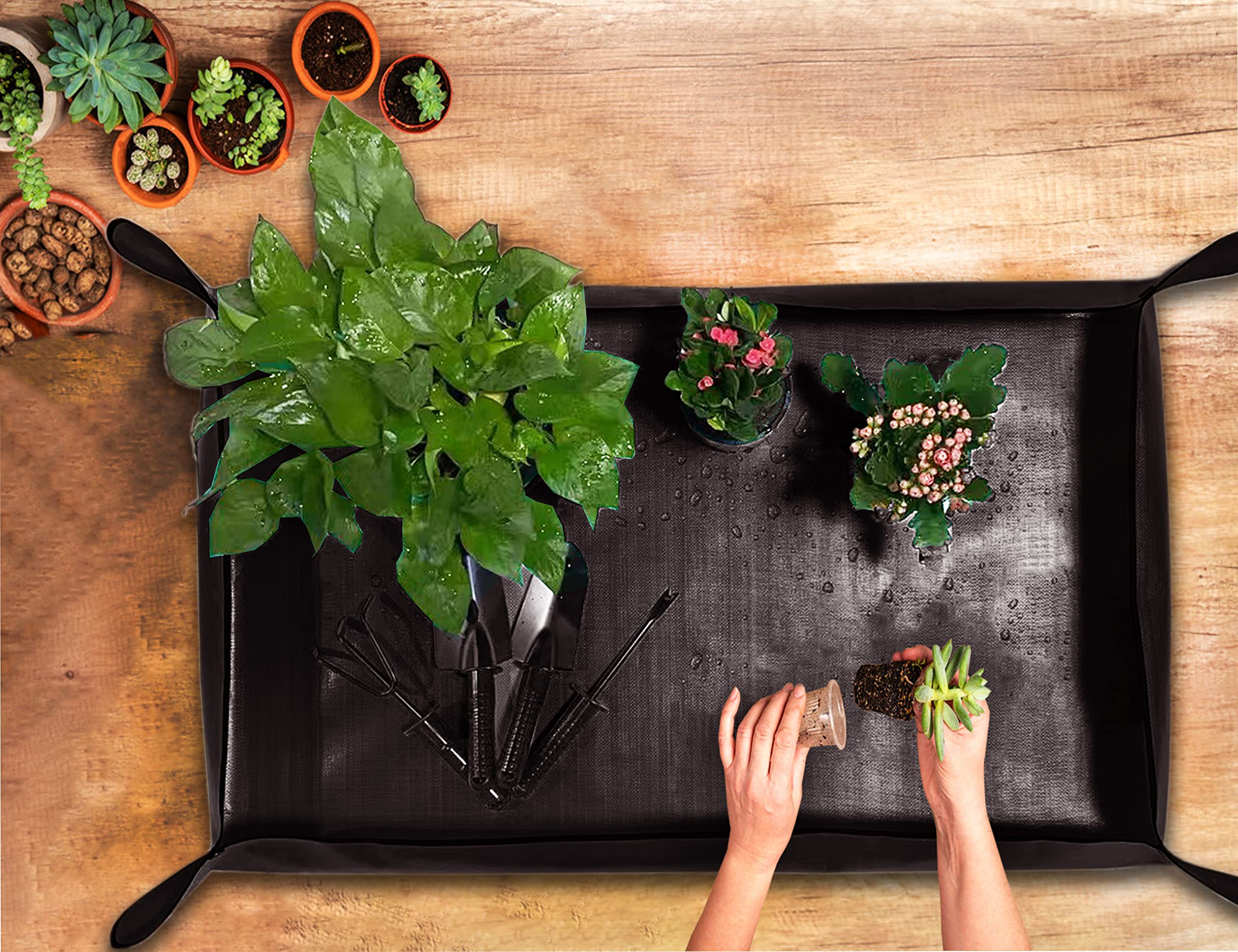 BIUWING 2 Umtopfmatten, 68,1 X 68,1 Cm – Wasserdichte Gartenmatte Für Drinnen, Faltbar