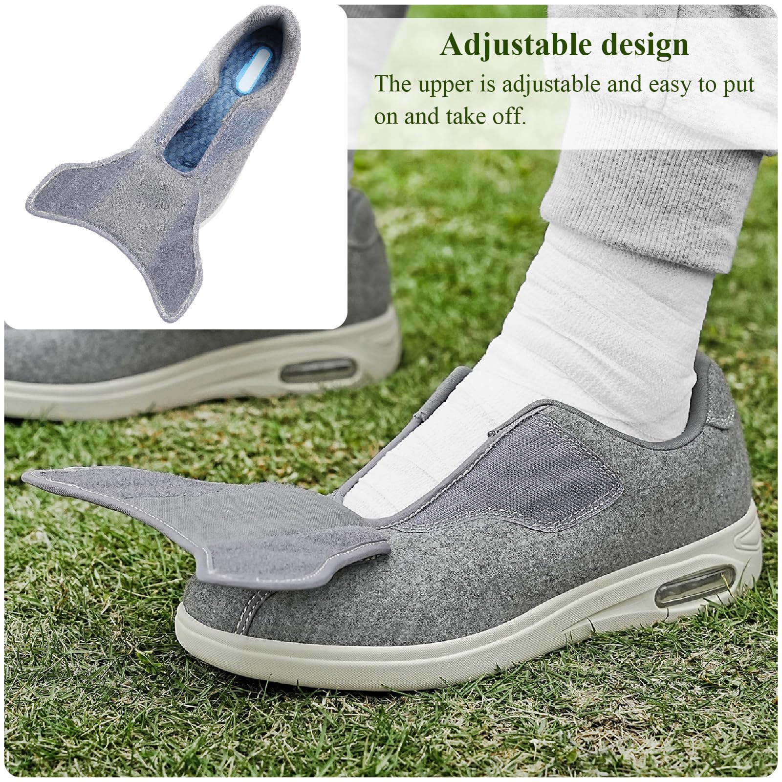 Zapatillas para Hombre con Cierre Ajustable para Pies Hinchados
