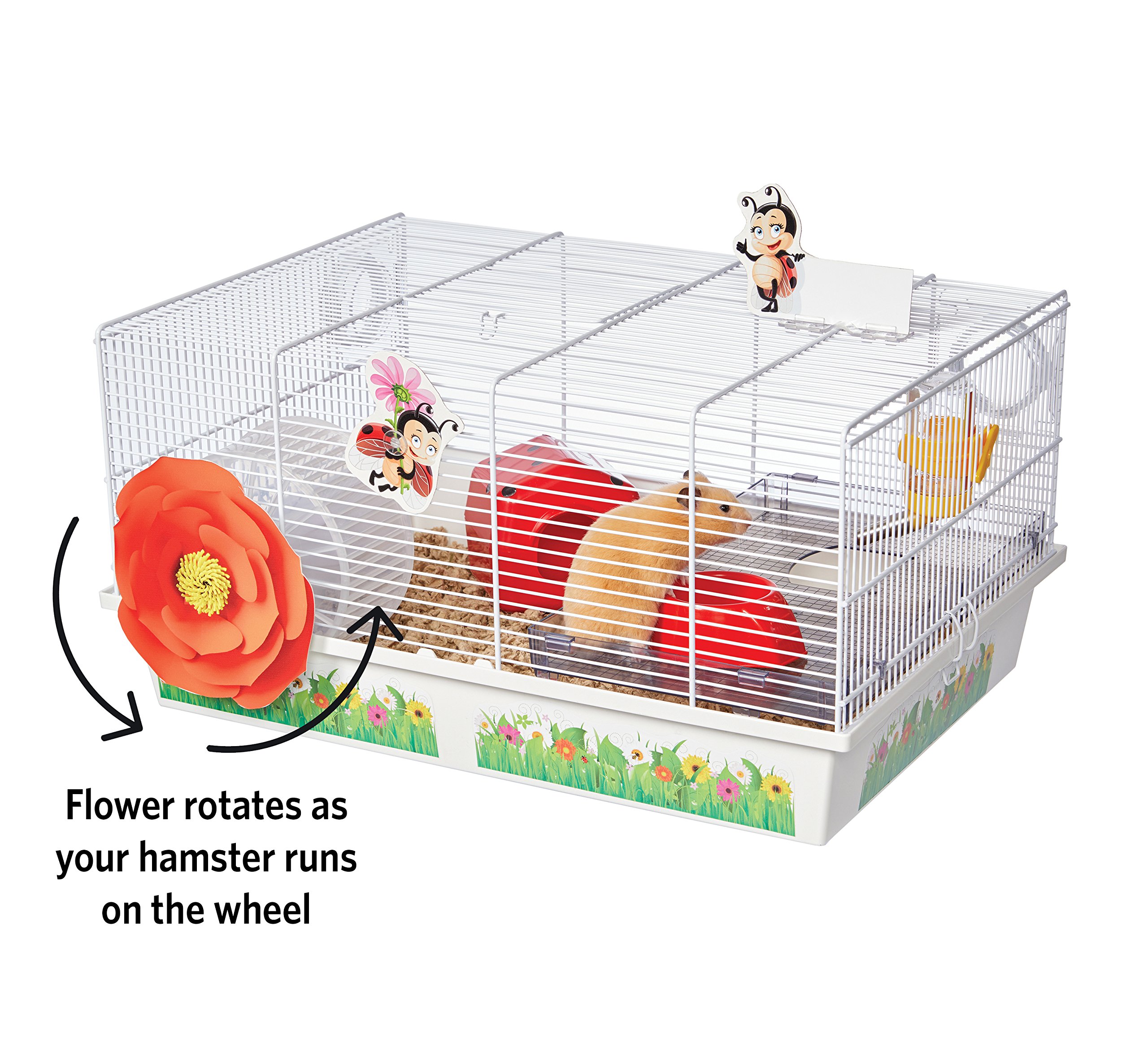 Midwest Homes for Pets Jaula para hámster | Precioso Tema de Mariquita | Accesorios y calcomanías incluidos