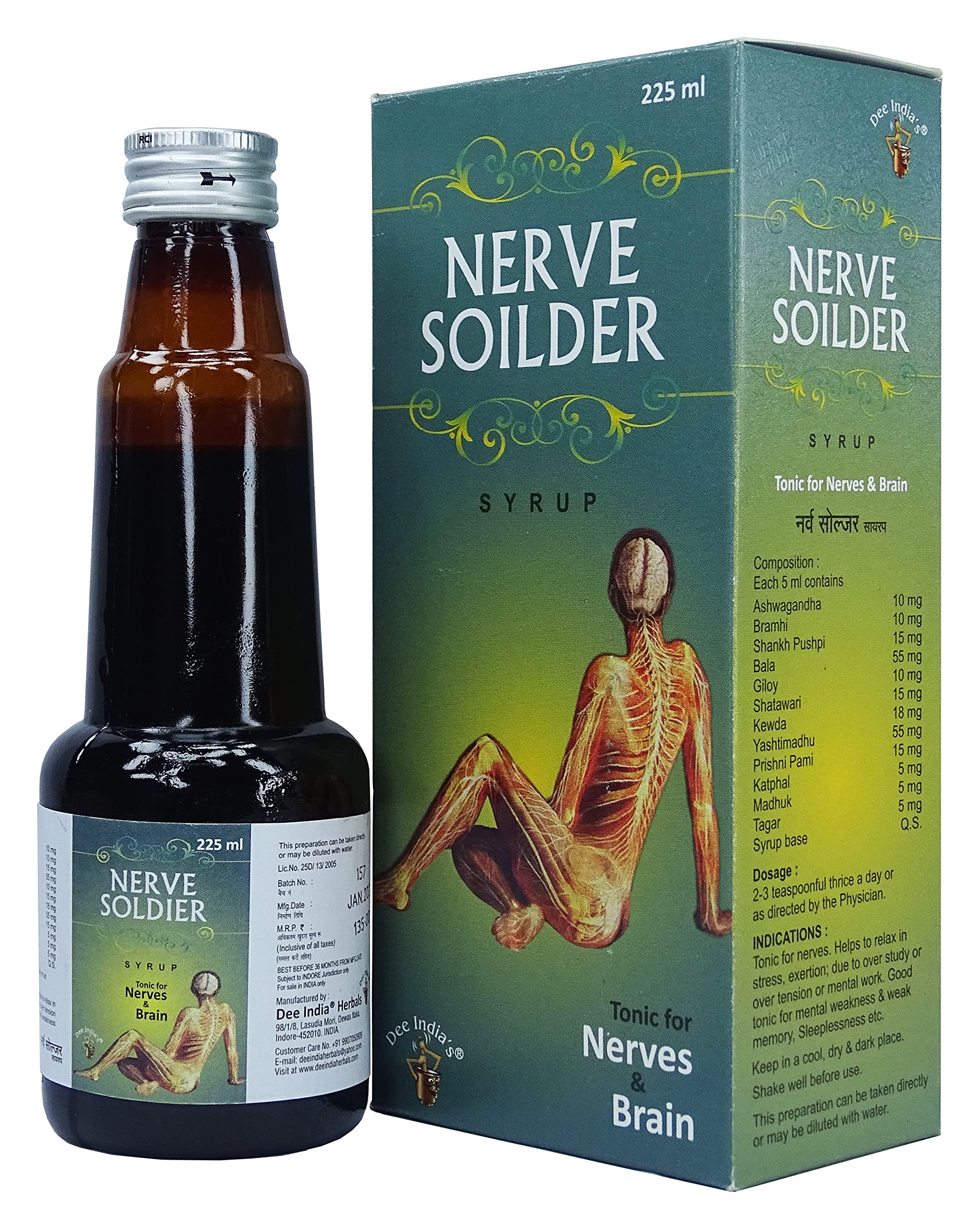 See full amazon price history chart for Dee India Herbals Nerve Soldier Syrup 225 ml (Pack of 2) Dee India Herbals Nerve Soldier Syrup 225 ml (Pack of 2) (B091TX2X97) Amazon Price History, Amazon Price Tracker