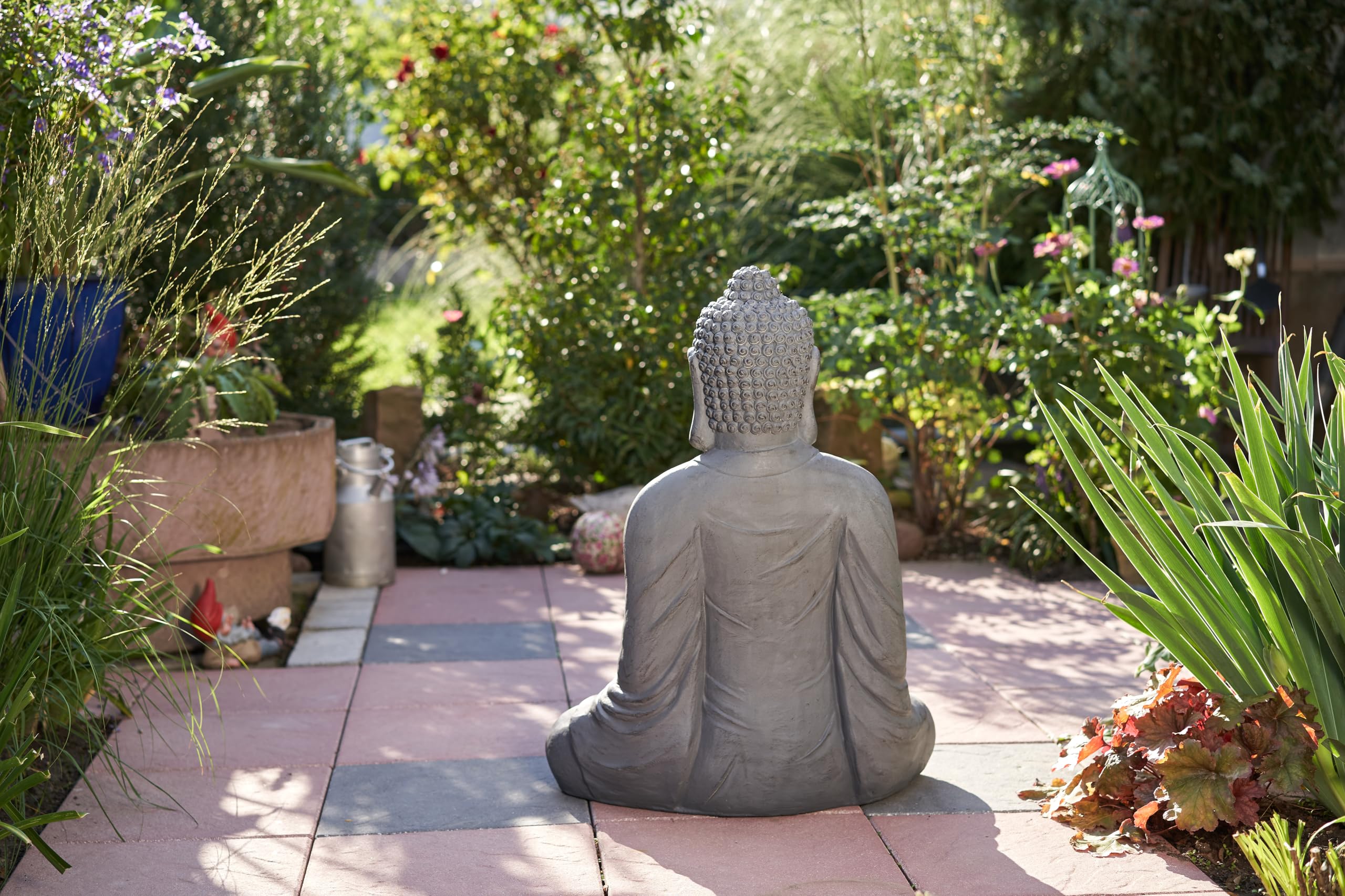 Großer Buddha 80cm Steinoptik grau Dekor Figur XB3001