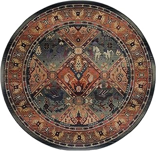 Theko Orientteppich mit Vintage-Effekt | sehr robust und strapazierfähig | 120 cm rund; Farbe: Grün markenteppiche - Gabiro