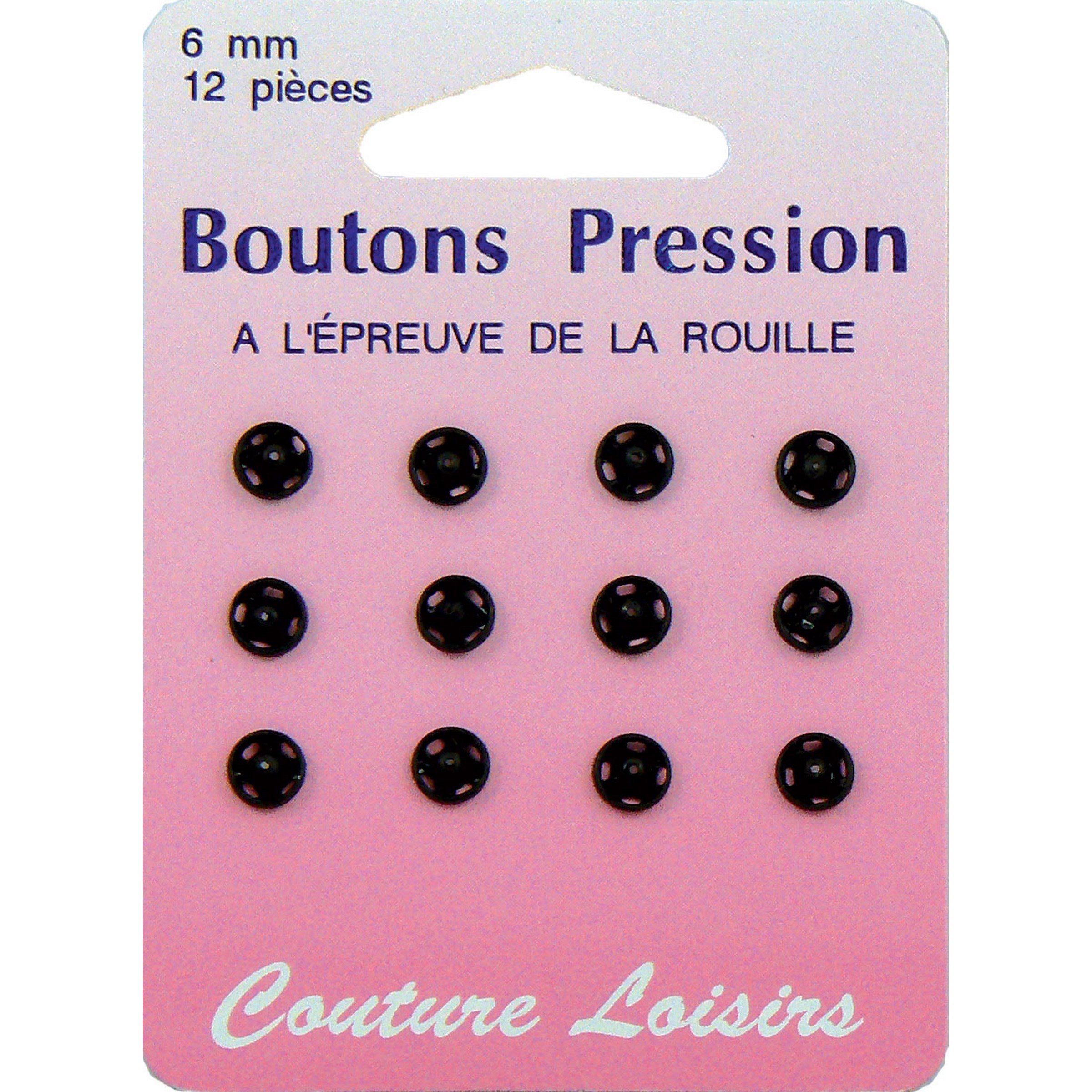 Hemline Snap Fasteners - Black, 6mm, 12 sets