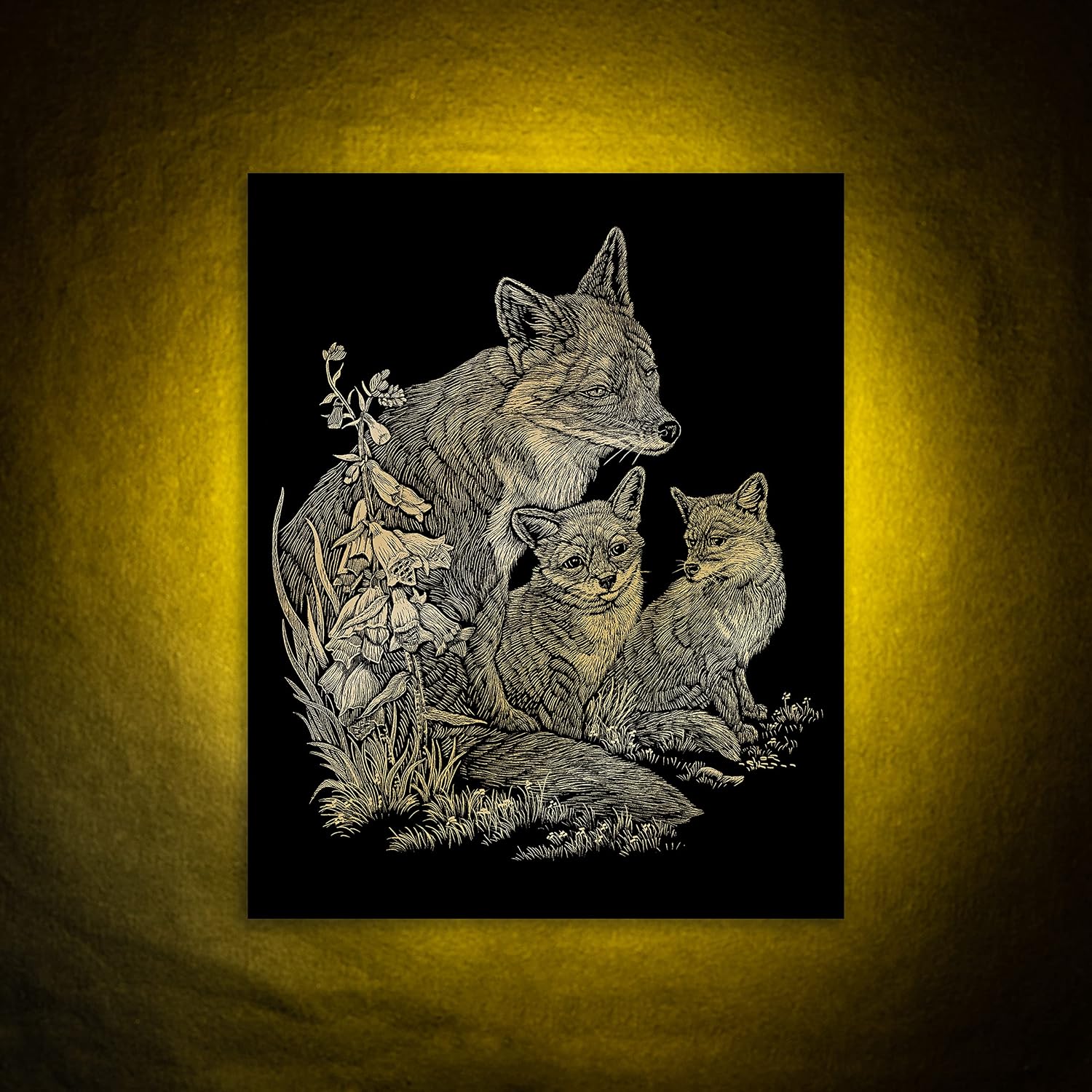 Royal and Langnickel Gold Engraving Art, Fox and Cubs