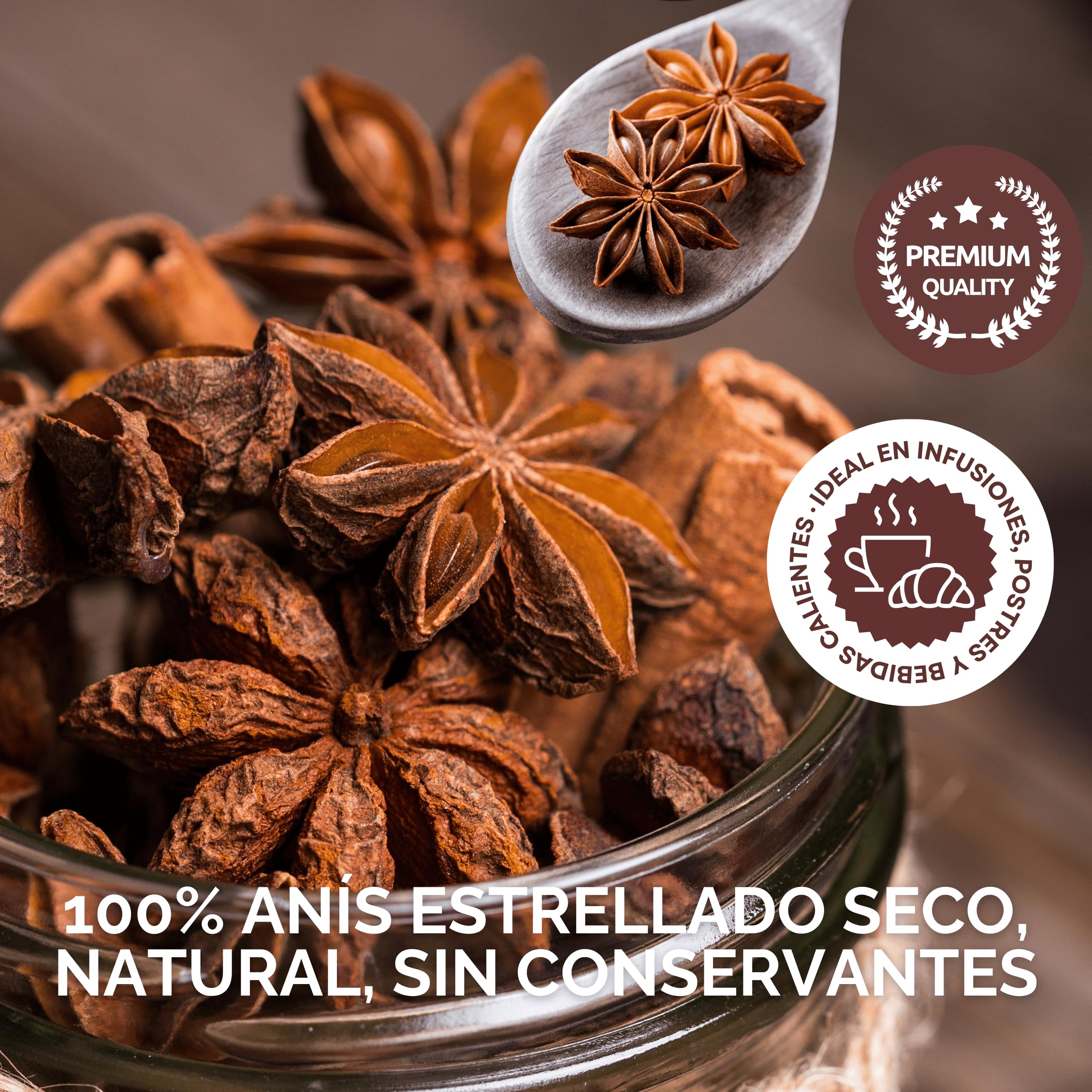 Anís Estrellado Entero 1kg – Para Infusiones, Especias, Postres o Tés Aromáticos – Suave Aroma Dulce y Ligeramente Picante - Natural y a Granel – Múltiples Usos: Decoración, Velas DIY, Jabones