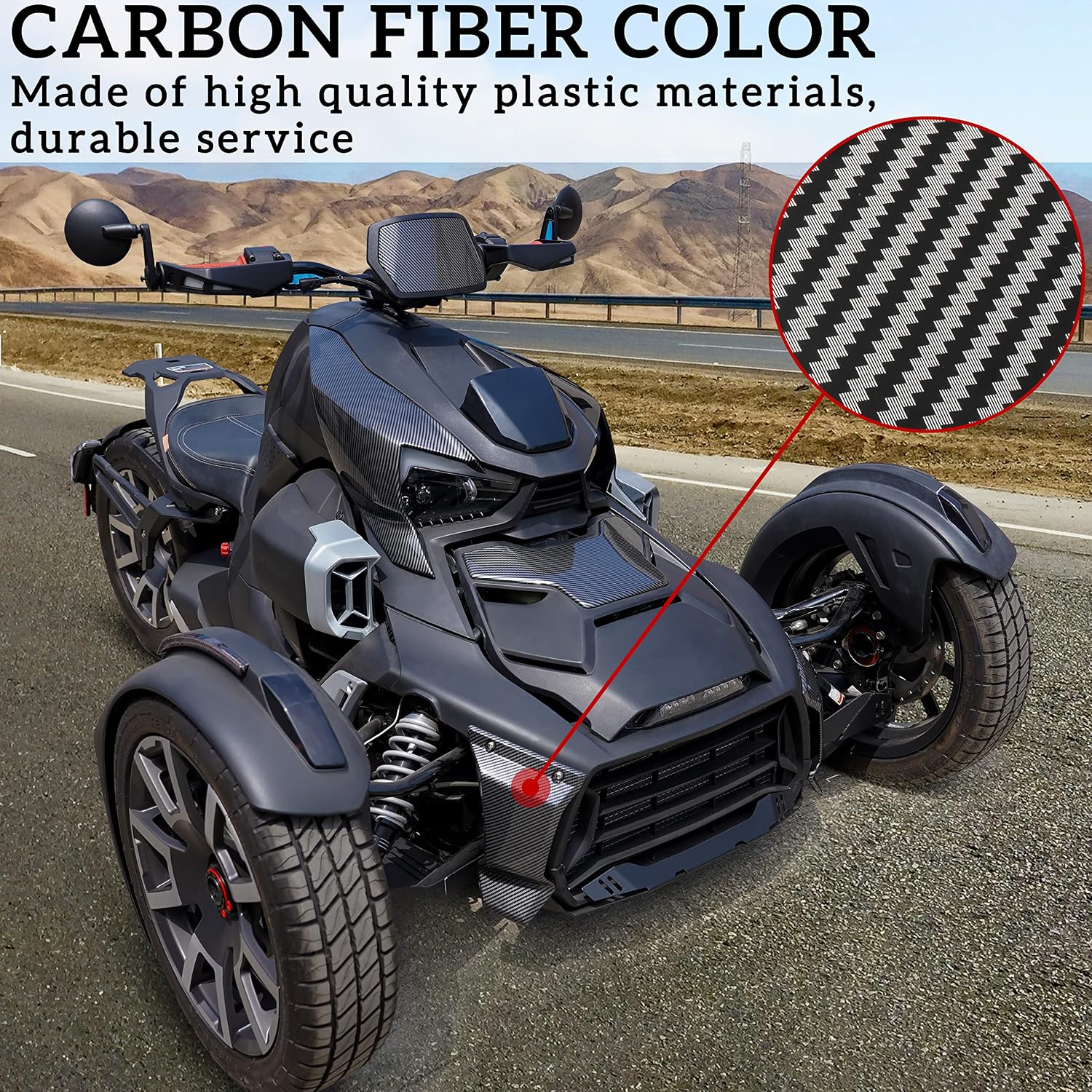 SAUTVS Front Grill Trims for Can-Am Ryker, Carbon Fiber Color Style Lower Grill Protector for Can Am Ryker 600 900 Sport & Rally Edition All Models Accessories (Replace #219400947)